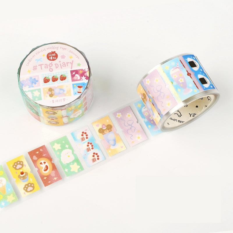 Cardlover - Tag Diary PET Glitter Stickers Roll