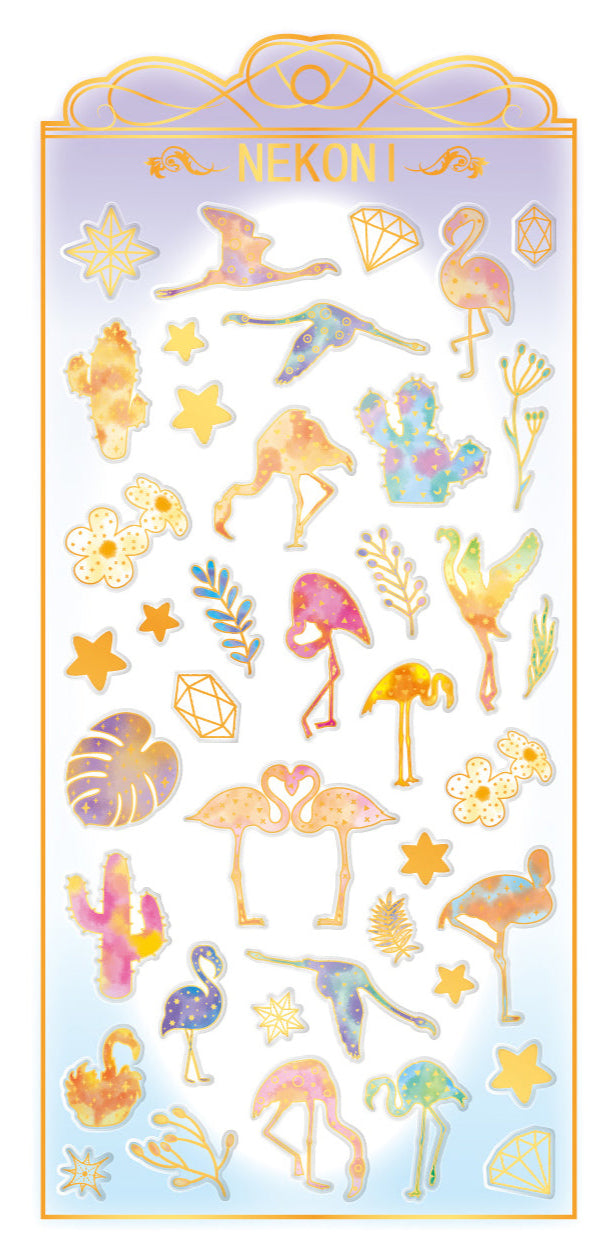 Nekoni Stickers - Shiny Series - Flamingo (3D)