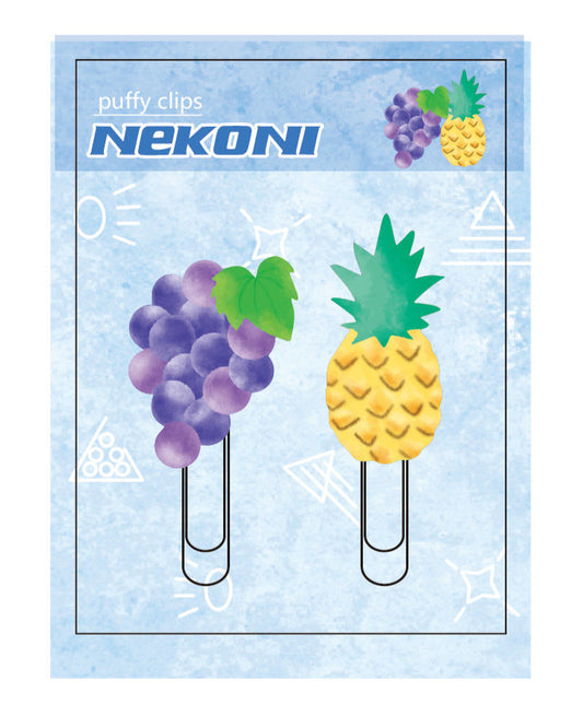Nekoni Puffy Paper Clips - Grape and Pineapple