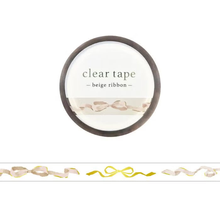 Mind Wave Clear Tape Foil-Stamped - Beige Ribbon (7mm)