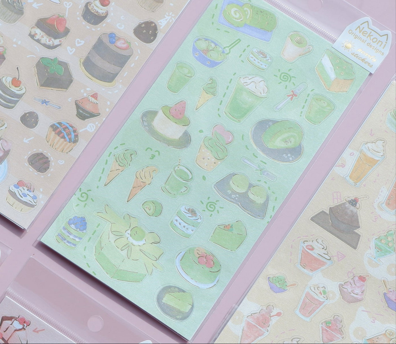 Nekoni Stickers - Pearly Series - Matcha