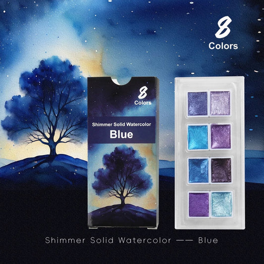 SeamiArt Shimmer Watercolor Paint Set - Blue