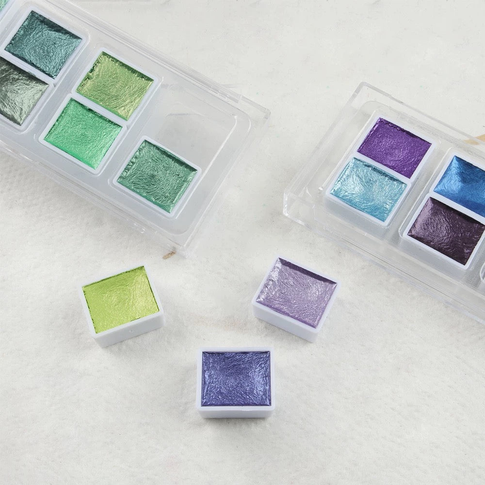 SeamiArt Shimmer Watercolor Paint Set - Green