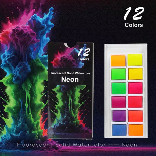 SeamiArt Shimmer Watercolor Paint Set - Neon