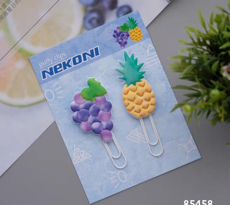 Nekoni Puffy Paper Clips - Grape and Pineapple