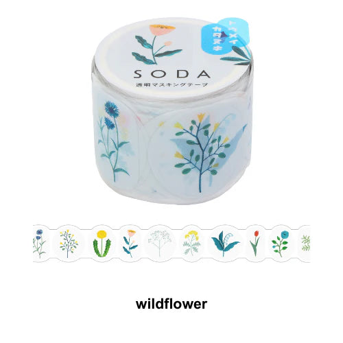 King Jim SODA Transparent Masking Tape 30mm - Wild Flower