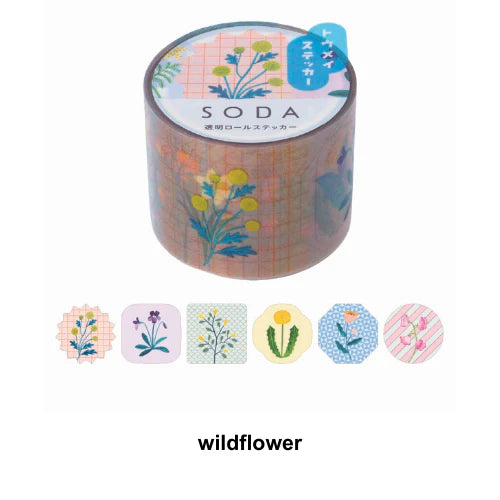 King Jim SODA Transparent Masking Tape 30mm - Wild Flower (stickers)