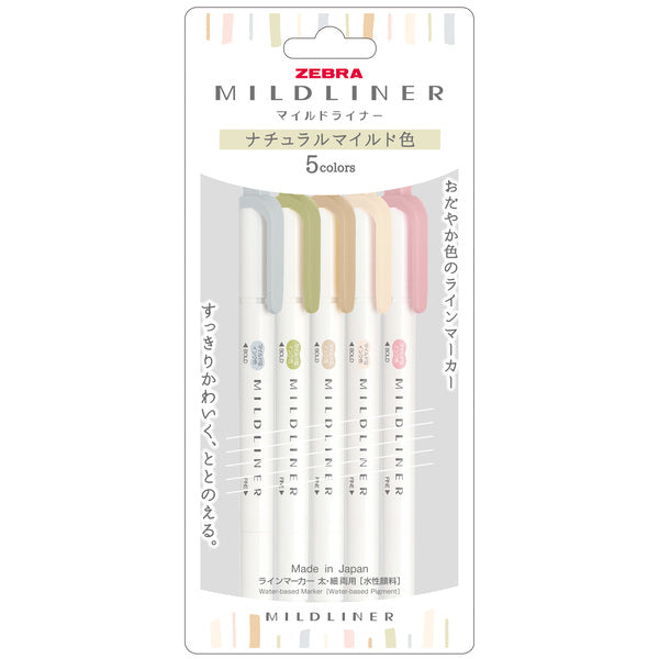 Zebra Mildliner Dual Tip Highlighter - 5 Color Sets