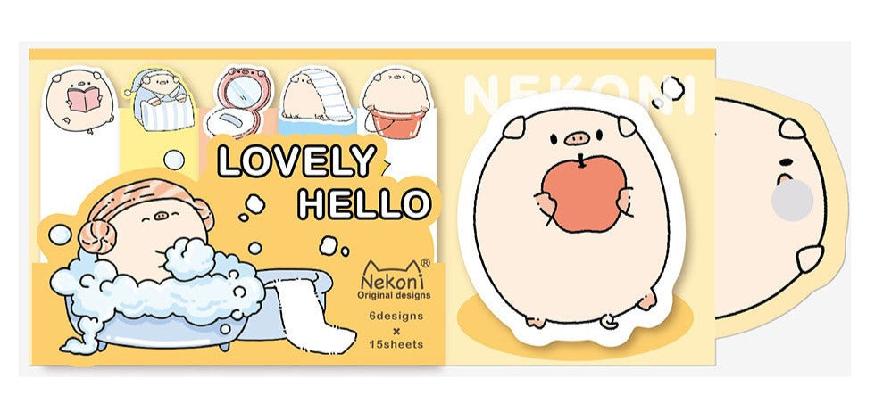 Nekoni Aesthetic Sticky Notes and Flags - Cute Animals Series