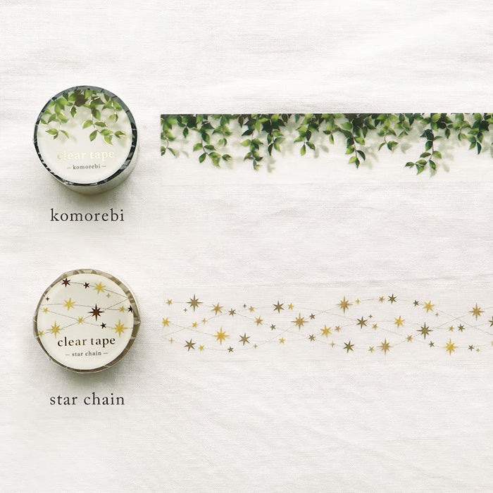 Mind Wave Clear Tape With Foil Stamping - Light Filtering Through Leaves 30mm