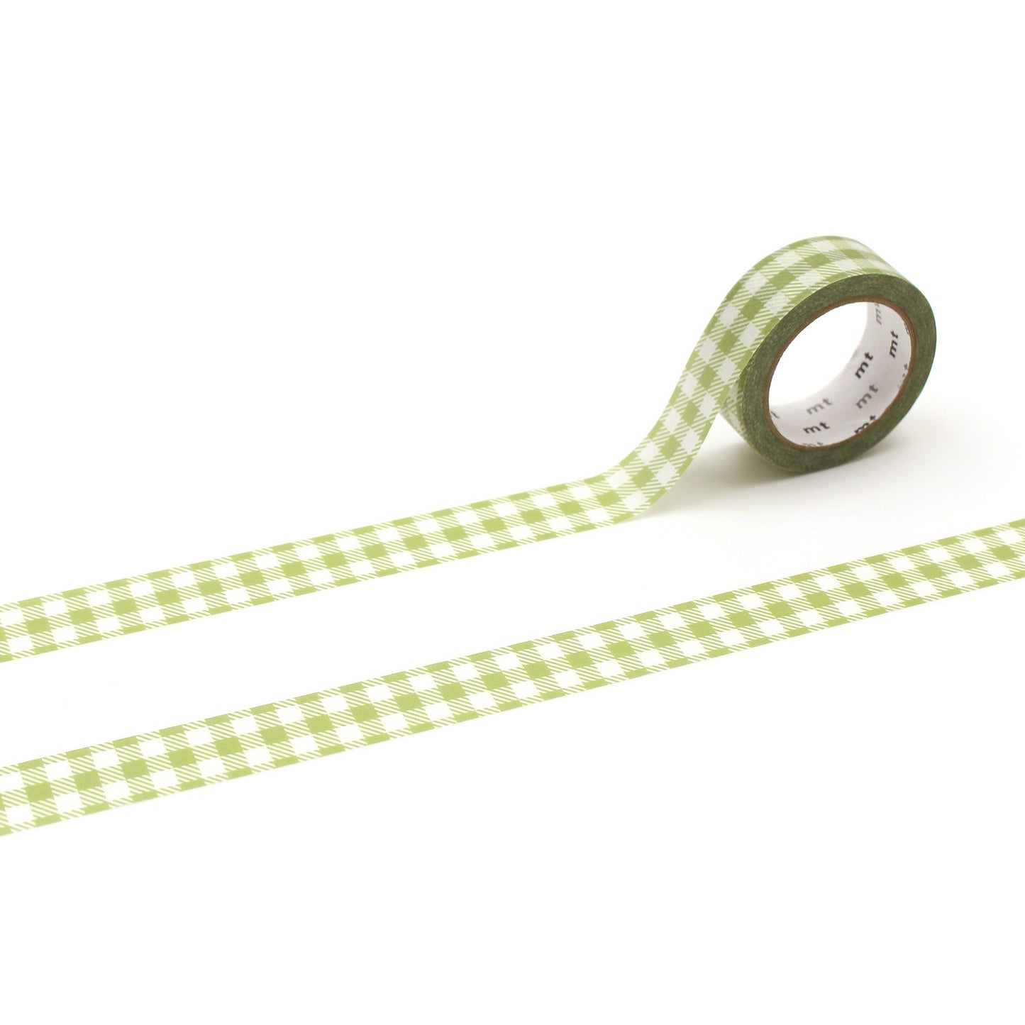 MT Washi Tape - Gingham Check - Light Moss Green (15mm)
