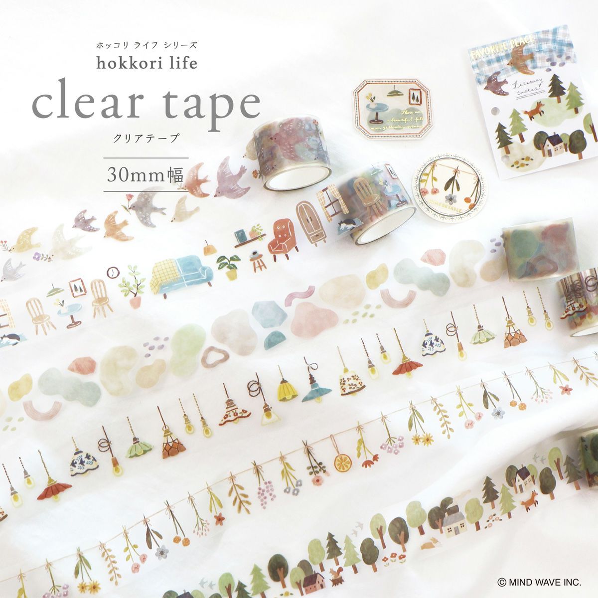 Mind Wave Clear Tape - Hokkori Life - Furniture (30mm)