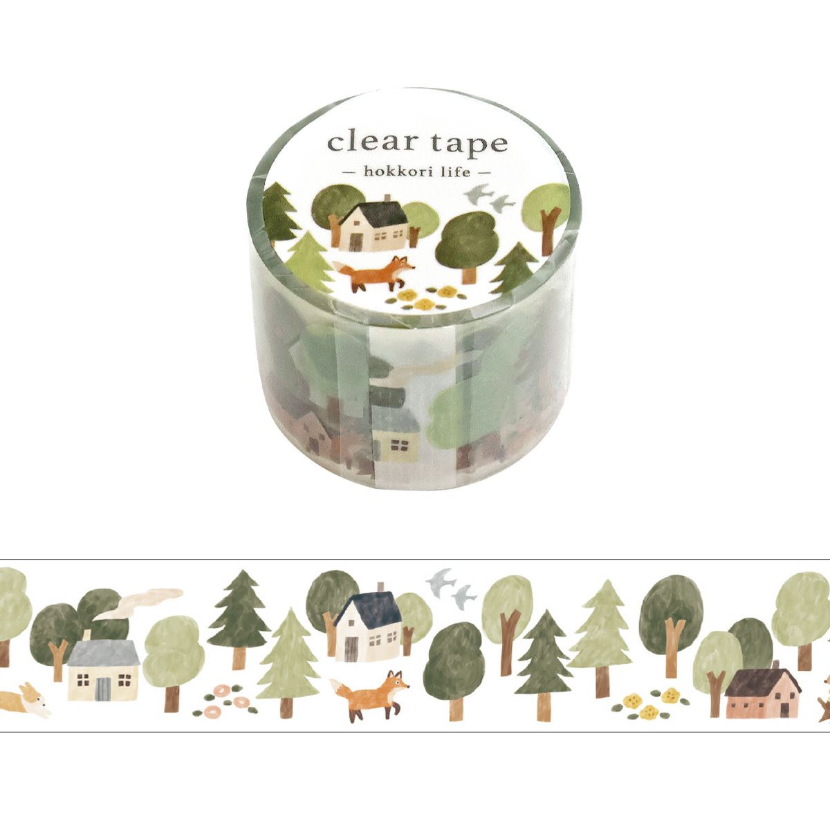Mind Wave Clear Tape - Hokkori Life - Forest (30mm)