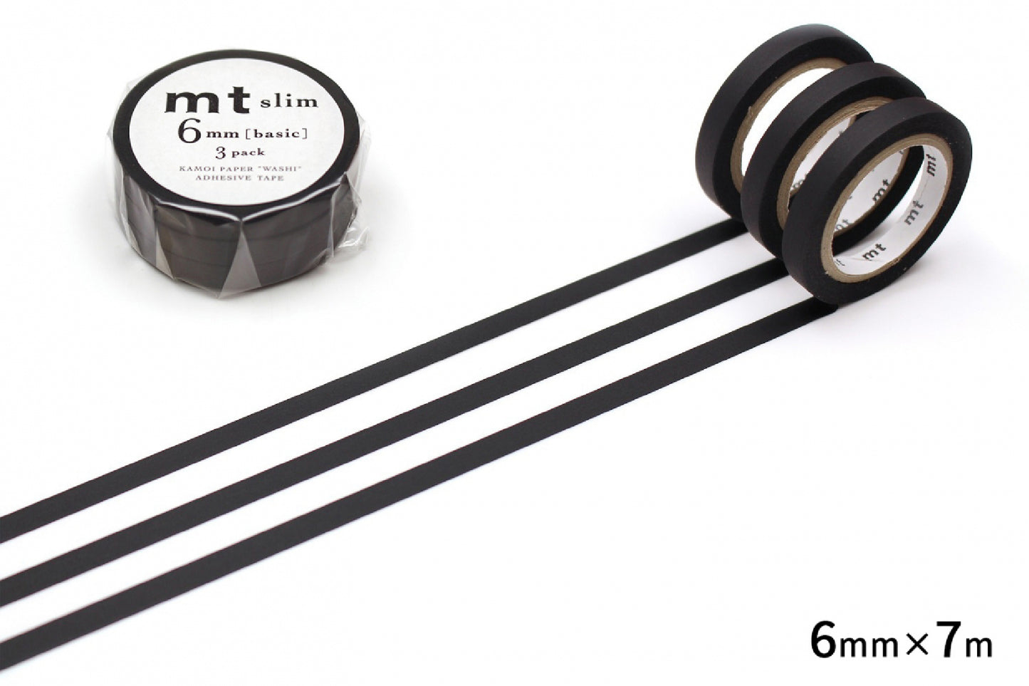 MT Washi Tape - Slim - Black (3 Pack)