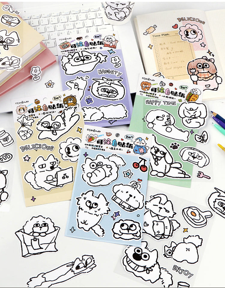 Cardlover - Pupu Daily Series - Color-It-Yourself Stickers