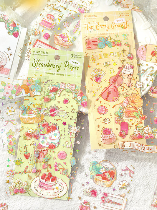 Cardlover - Strawberry Story Gold Foil PET Stickers