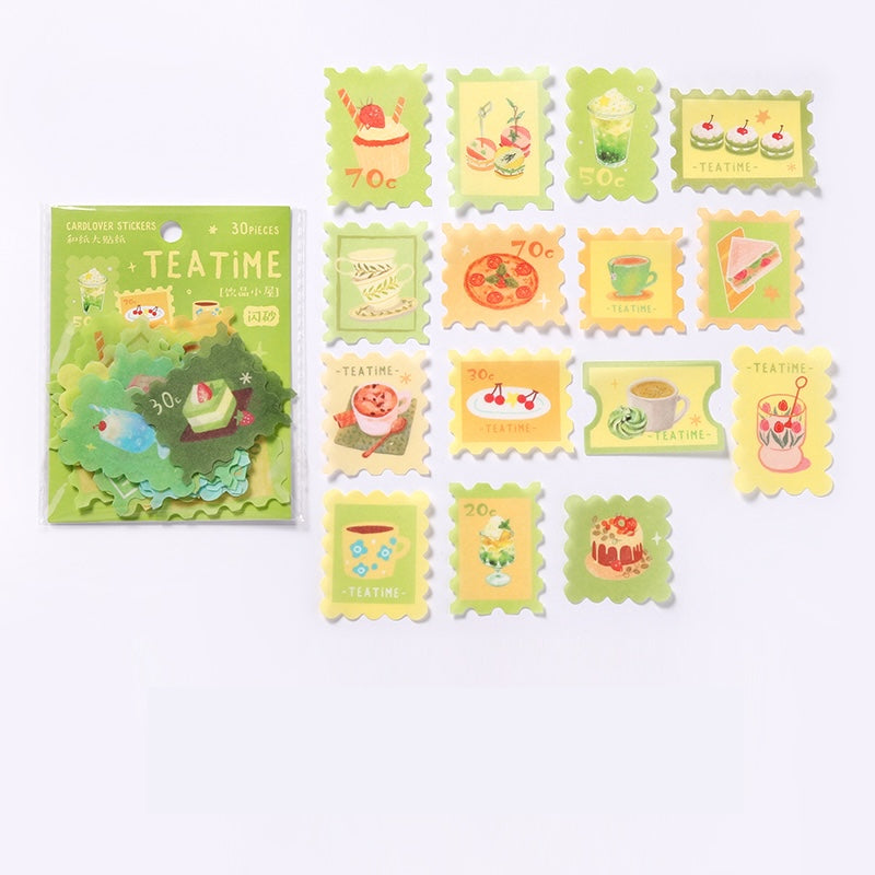 Cardlover - Tea Time Glitter Flake Stickers