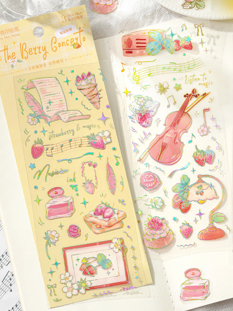 Cardlover - Strawberry Story Gold Foil PET Stickers