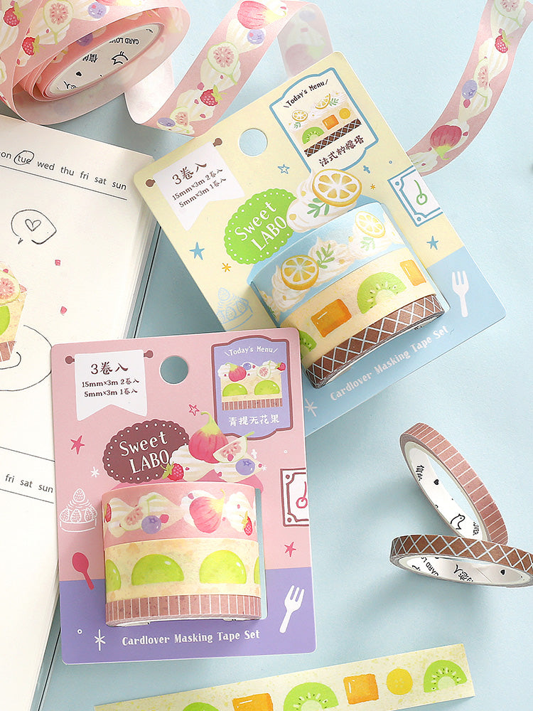Cardlover - Sweet Labo Washi Tape Sets (3 Rolls Per Pack)