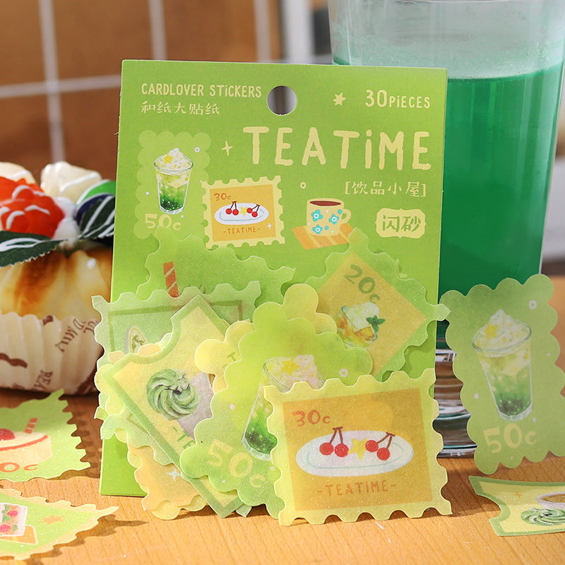 Cardlover - Tea Time Glitter Flake Stickers