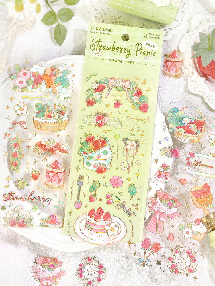 Cardlover - Strawberry Story Gold Foil PET Stickers