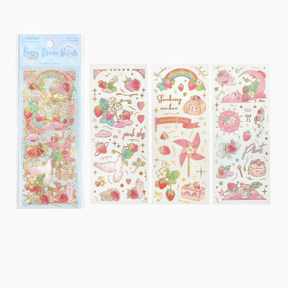 Cardlover - Strawberry Story Gold Foil PET Stickers