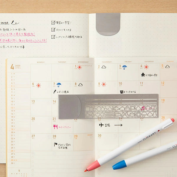 Midori Clip Ruler With Stencil