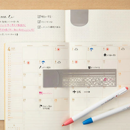Midori Clip Ruler With Stencil
