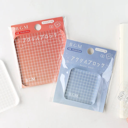 BGM Acrylic Clear Stamp Block with Grid