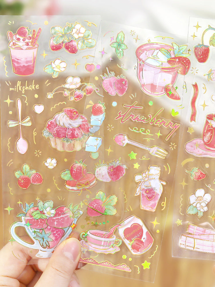 Cardlover - Strawberry Story Gold Foil PET Stickers