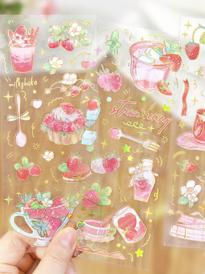 Cardlover - Strawberry Story Gold Foil PET Stickers