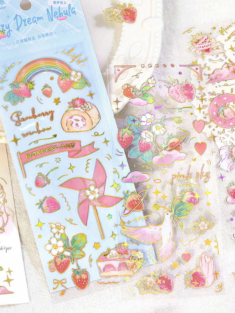 Cardlover - Strawberry Story Gold Foil PET Stickers
