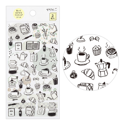 Midori Planner Stickers - Monochrome Coffee (2 Sheets)
