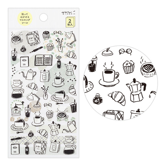 Midori Planner Stickers - Monochrome Coffee (2 Sheets)