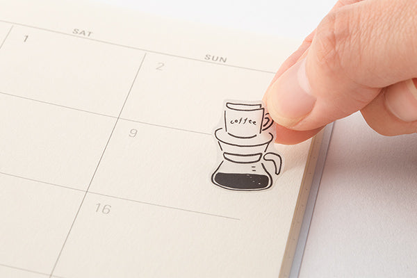 Midori Planner Stickers - Monochrome Coffee (2 Sheets)