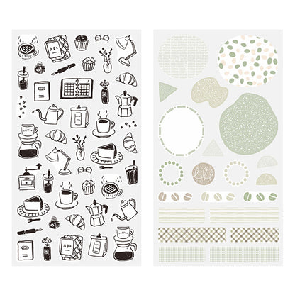 Midori Planner Stickers - Monochrome Coffee (2 Sheets)