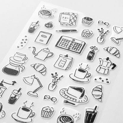 Midori Planner Stickers - Monochrome Coffee (2 Sheets)