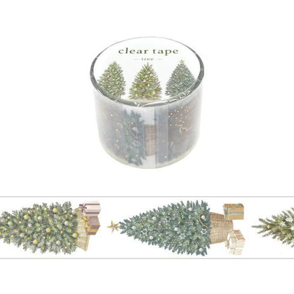 Mind Wave Clear Tape Foil-Stamped - Christmas Trees (30mm)