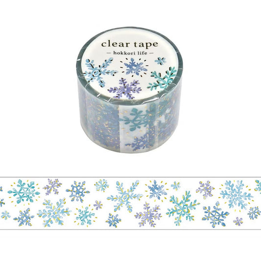 Mind Wave Clear Tape - Foil-Stamped - Hokkori Life - Snowflakes (30mm)