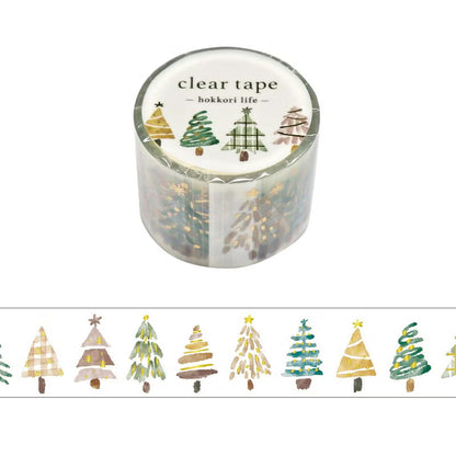 Mind Wave Clear Tape Foil-Stamped - Hokkori Life - Trees (30mm)