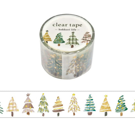 Mind Wave Clear Tape Foil-Stamped - Hokkori Life - Trees (30mm)