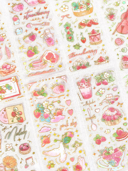 Cardlover - Strawberry Story Gold Foil PET Stickers