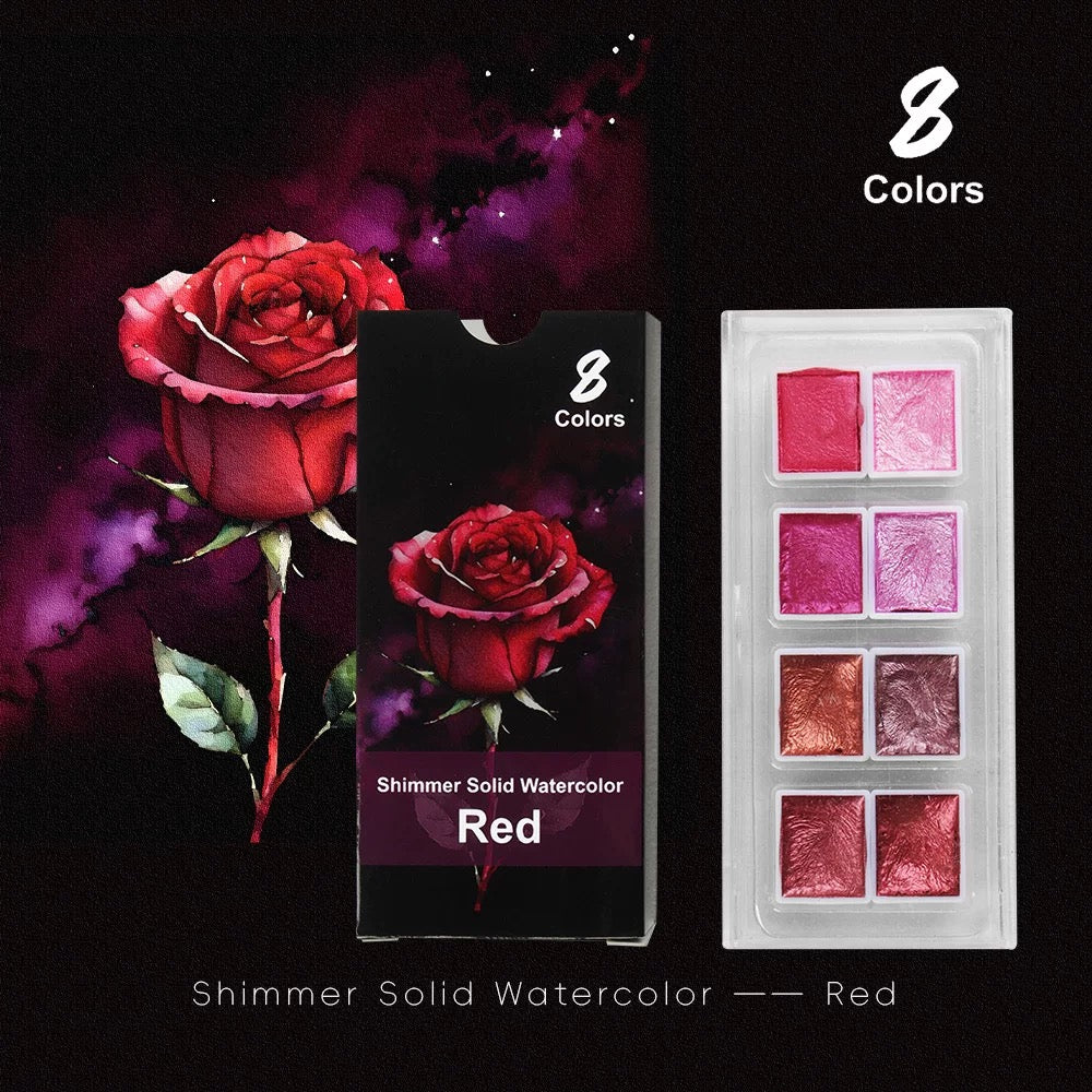 SeamiArt Shimmer Watercolor Paint Set - Rose