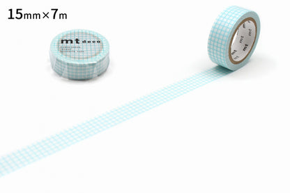 MT Washi Tape - Deco - Mint Blue Grid (15mm)