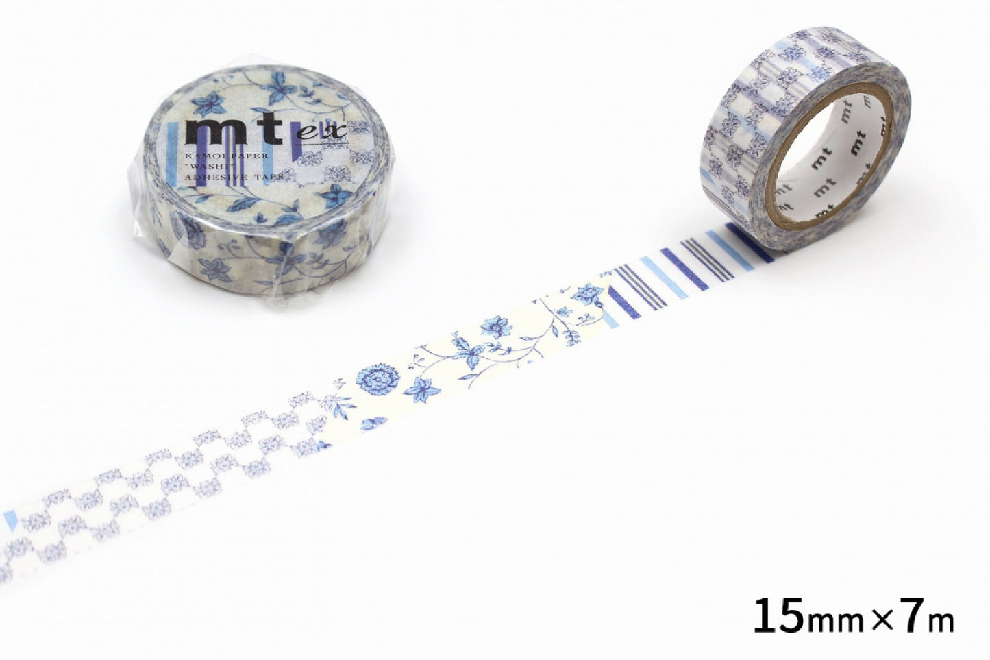 MT Washi Tape - EX - Flower Dark Blue (15mm)