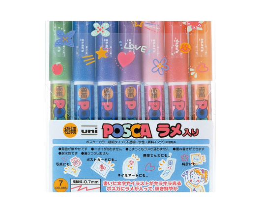 Uni Posca PC-1ML Glitter Markers (Extra Fine Tip)