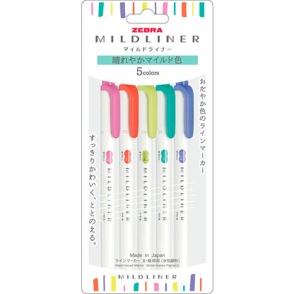 Zebra Mildliner Dual Tip Highlighter - 5 Color Sets