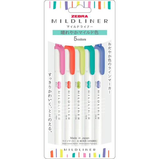 Zebra Mildliner Dual Tip Highlighter - 5 Color Sets