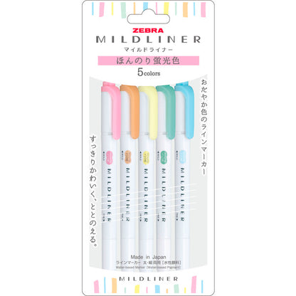 Zebra Mildliner Dual Tip Highlighter - 5 Color Sets