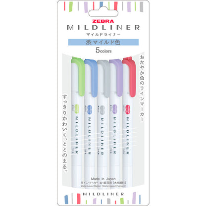 Zebra Mildliner Dual Tip Highlighter - 5 Color Sets